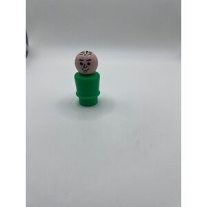 Vintage Fisher Price Little People Dad Figure Green Body Stamper Hair Plastic